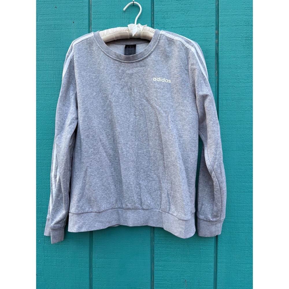 Adidas Essentials 3-Stripes‎ Sweatshirt Heather Gray Womens Medium Pullover Crew